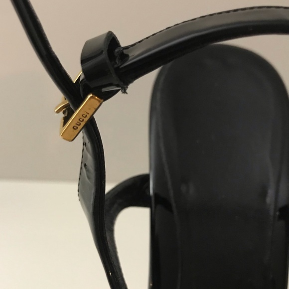 Gucci Black Patent Espadrille Wedge Sandals - Picture 4 of 8